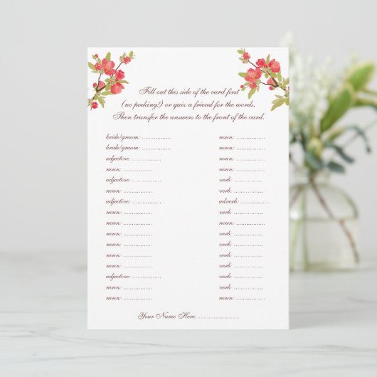 ピンクの桜の花の下での結婚誓約　リブスカード (スタンド正面)