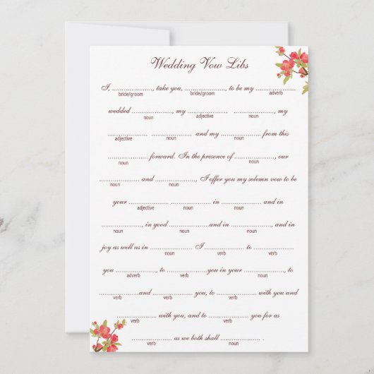 ピンクの桜の花の下での結婚誓約　リブスカード (裏面)