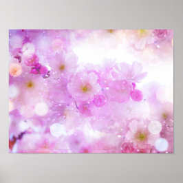 ピンクの桜の花の写真 ポスター