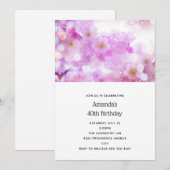 ピンクの桜の花の写真 誕生日 招待状 (正面/裏面)