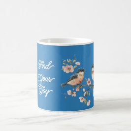 ピンクの桜の花の喜び青い鳥 コーヒーマグカップ