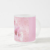 ピンクの桜の花の水彩フラワーマグ フロストグラスマグカップ (正面右)