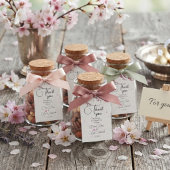 ピンクの桜の花の水彩植物画の結婚式 ギフトタグ