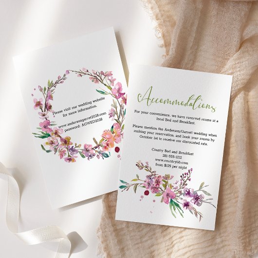 ピンクの桜の花の結婚式同封カード エンクロージャーカード