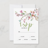 ピンクの桜の花の結婚式RSVPカード 出欠カード (正面)