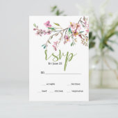 ピンクの桜の花の結婚式RSVPカード 出欠カード (スタンド正面)