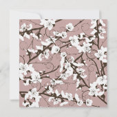 ピンクの桜の花びらが舞うアジアンウェディング 招待状 (裏面)