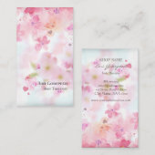 ピンクの桜の花びらが舞うオシャレな名刺 名刺 (正面/裏面)