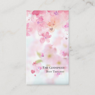 ピンクの桜の花びらが舞うオシャレな名刺  名刺