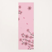 ピンクの桜の花びらが舞う植物の葉 ヨガマット (正面)