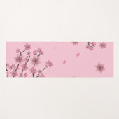 ピンクの桜の花びらが舞う植物の葉 ヨガマット (正面(横))