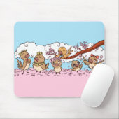 ピンクの桜の花を持つフィンチの鳥 マウスパッド (マウス)