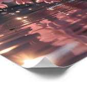 ピンクの桜の花を水上に | セレネ春Nat ポスター (角)