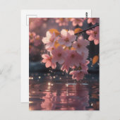 ピンクの桜の花を水上に | セレネ春Nat ポストカード (正面/裏面)