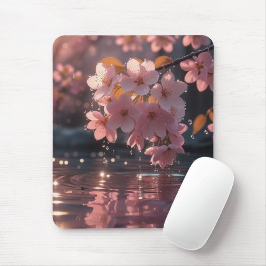ピンクの桜の花を水上に | セレネ春Nat マウスパッド (マウス)