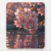 ピンクの桜の花を水上に | セレネ春Nat マウスパッド (正面)