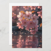ピンクの桜の花を水上に | セレネ春Nat 招待状 (正面/裏面)