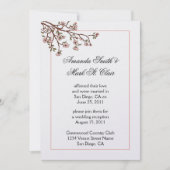 ピンクの桜の花を飾ったウェディング・レセプションのご案内 招待状 (正面)