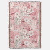 ピンクの桜の花柄 スローブランケット (正面縦)