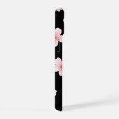 ピンクの桜の花柄 ダークフラワーデザイン iPhone 15ケース (右側面)