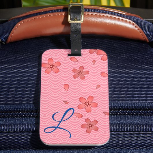 ピンクの桜の花柄 ラゲッジタグ (正面インサイチュ2)