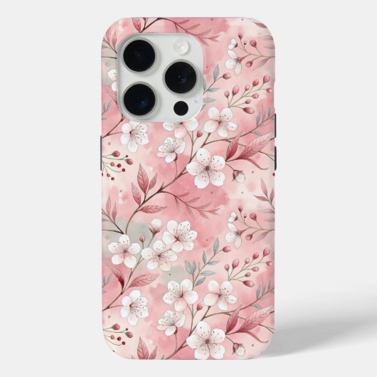 ピンクの桜の花柄 Case-Mate iPhoneケース (裏面)