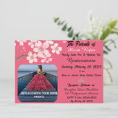 ピンクの桜の花 | フォト キンセアニエラ 招待状 (スタンド正面)
