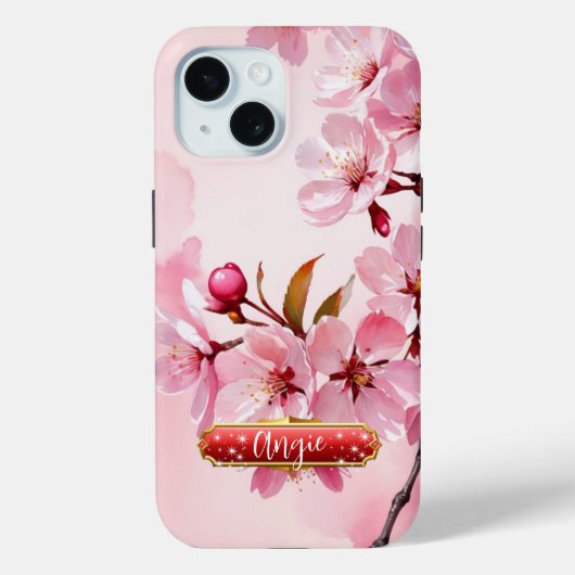 ピンクの桜の花 フクシア iPhone / iPad カバー (裏面)