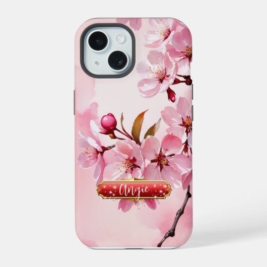 ピンクの桜の花 フクシア iPhone / iPad カバー (裏面)