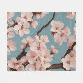 ピンクの桜の花 フリースブランケット (正面(横))