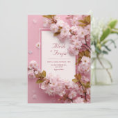 ピンクの桜の花 春の結婚式 招待状 (スタンド正面)