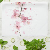 ピンクの桜の花 水彩フラワーボホ キッチンタオル (折り畳み)