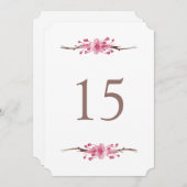 ピンクの桜の花。花のウェディングテーブルナンバー 招待状 (正面/裏面)