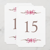ピンクの桜の花。花の結婚式 テーブル番号 招待状 (正面/裏面)