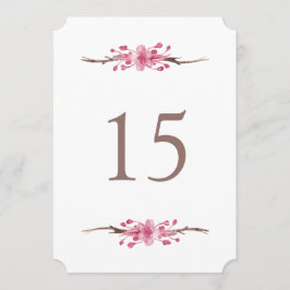 ピンクの桜の花。花の結婚式 テーブル番号 招待状