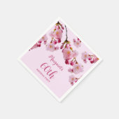 ピンクの桜の花 誕生日 スタンダードカクテルナプキン (角)
