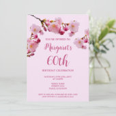 ピンクの桜の花 60歳の誕生日パーティー 招待状 (スタンド正面)