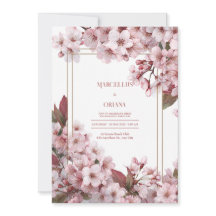 ピンクの桜の金のフレームのエレガントな結婚式