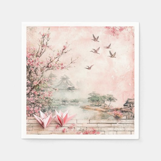 ピンクの桜の静謐な風景 (2) スタンダードカクテルナプキン (正面)