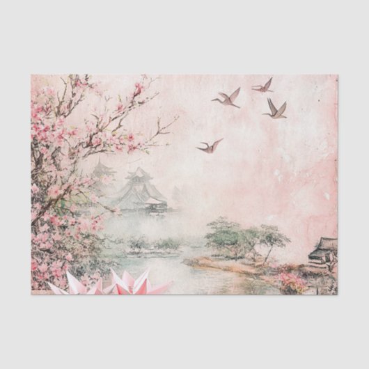 ピンクの桜の静謐な風景 (2) 薄葉紙 (正面)