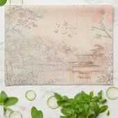 ピンクの桜の静謐な風景 (3) キッチンタオル (折り畳み)
