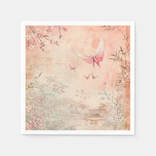 ピンクの桜の静謐な風景 (3) スタンダードカクテルナプキン (正面)