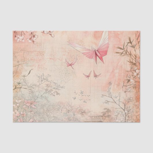ピンクの桜の静謐な風景 (3) 薄葉紙 (正面)