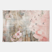 ピンクの桜の静謐な風景 (4) キッチンタオル (横)