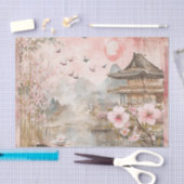 ピンクの桜の静謐な風景 (4) 薄葉紙 (クラフト)
