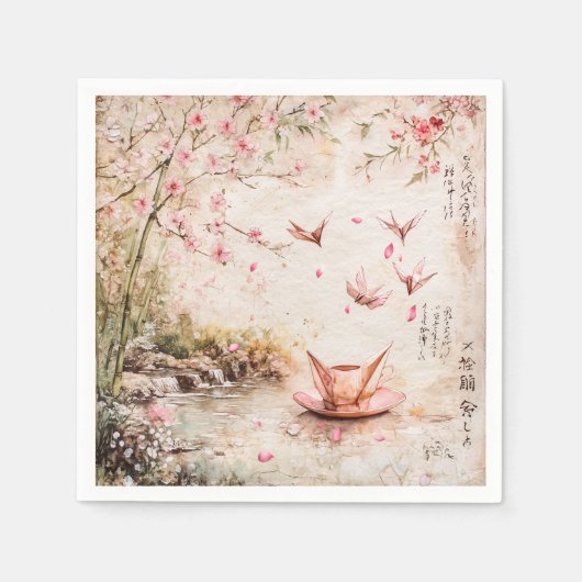 ピンクの桜の静謐な風景 (5) スタンダードカクテルナプキン (正面)
