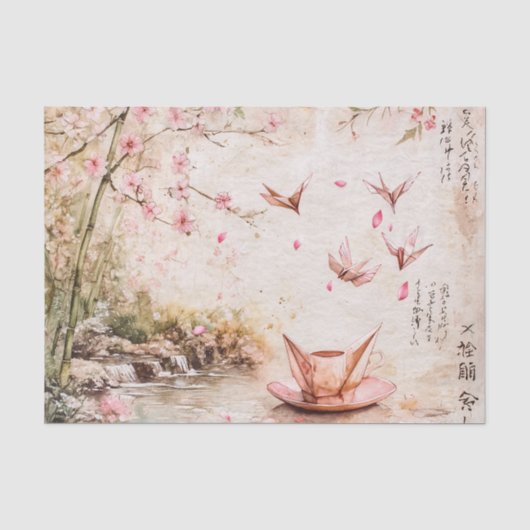 ピンクの桜の静謐な風景 (5) 薄葉紙 (正面)