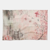 ピンクの桜の静謐な風景 (6) キッチンタオル (横)