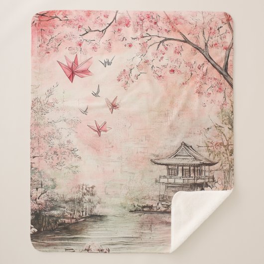ピンクの桜の静謐な風景 (6) シェルパブランケット (正面)