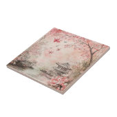 ピンクの桜の静謐な風景 (6) タイル (側面)